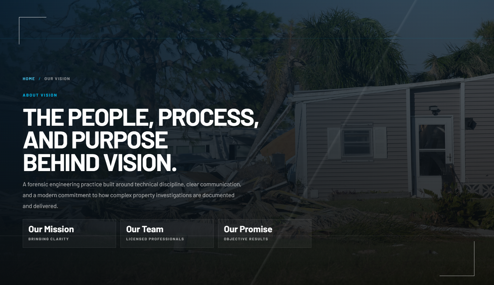 Vision's About Vision page, showing the people, process, and purpose behind Vision