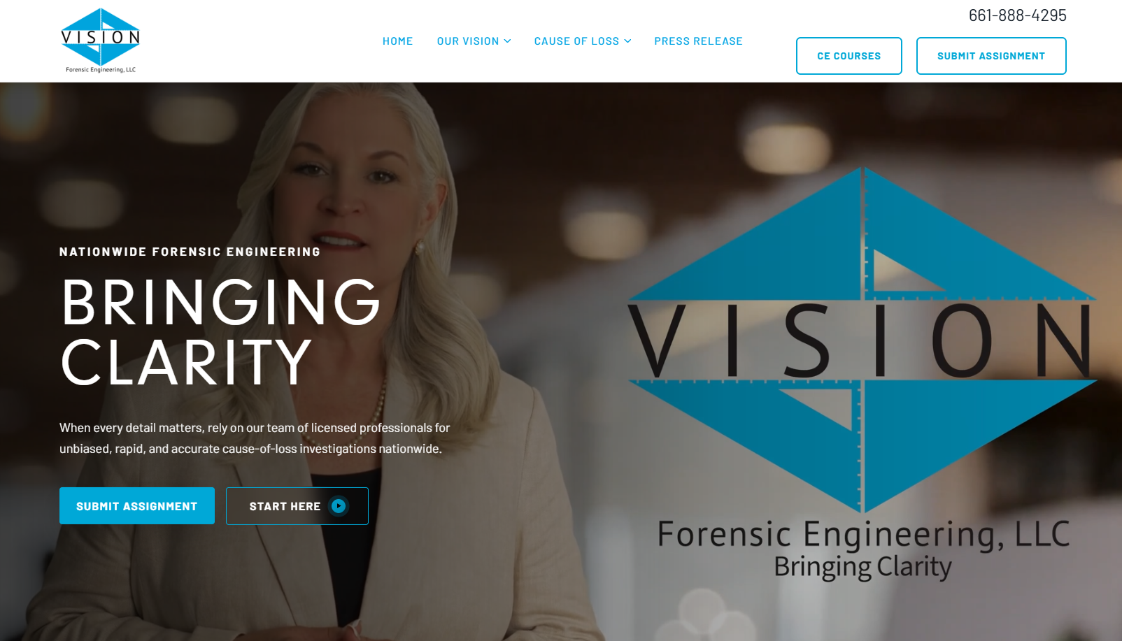 Vision's new website homepage