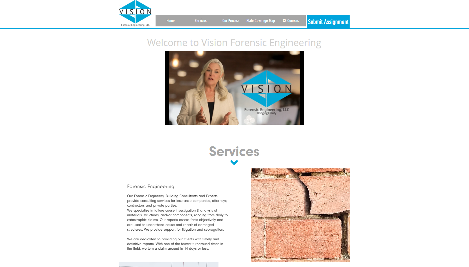 Vision's previous website homepage